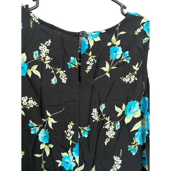 Vintage Floral Patterned Black Grunge Punk Long Sleeveless Maxi Dress Size 10 - Picture 7 of 8